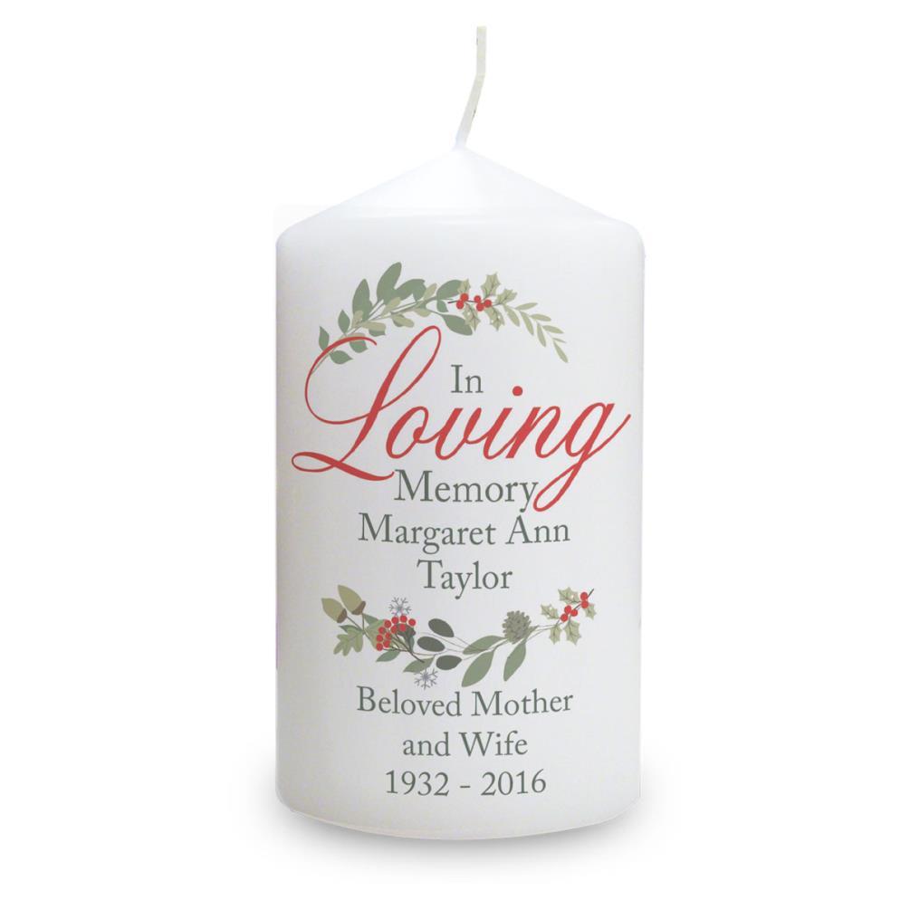 Personalised In Loving Memory Wreath Pillar Candle Extra Image 2